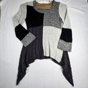 Debbie Morgan Colorblock‎ Asymmetrical Hem Knit Sweater Tunic XL loose pullover